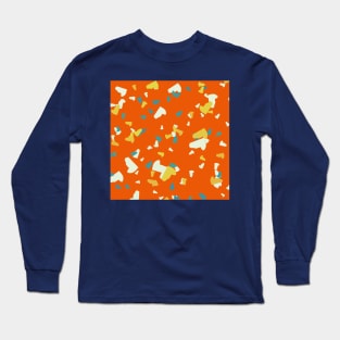 Abstract Terrazzo Tropical Orange Yellow Blue Aesthetic Long Sleeve T-Shirt